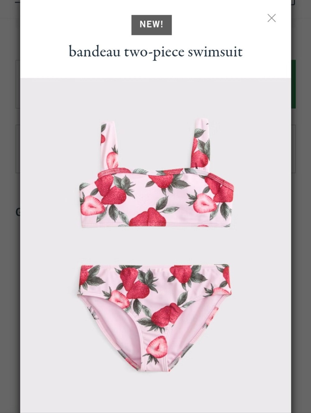 ABERCROMBIE-Sold Out! Girls' Strawberry Print Bandeau Two-Piece Swimsuit 7/8